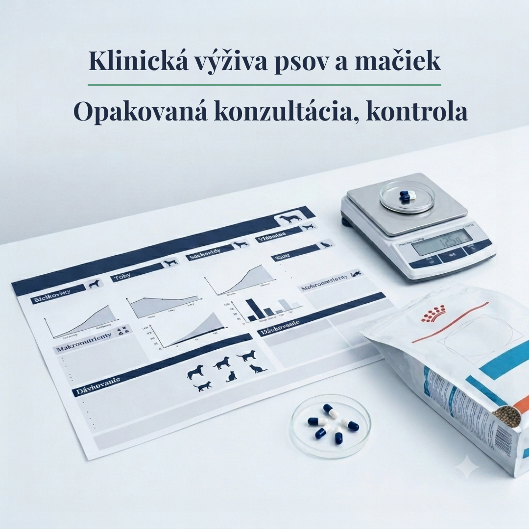 Klinická výživa psov a mačiek – opakovaná kontrola dát, stavu, konzultácia DAGIE